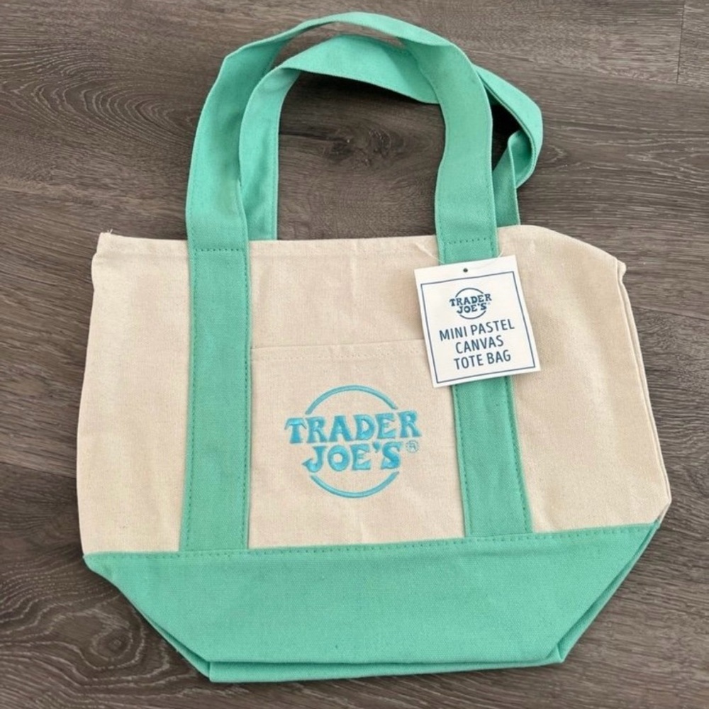 Trader Joe’s limited edition Mint Green and Cream Canvas Tote Bag